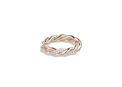 Rose Gold Plated CZ Studded Ladies Twisted Ring